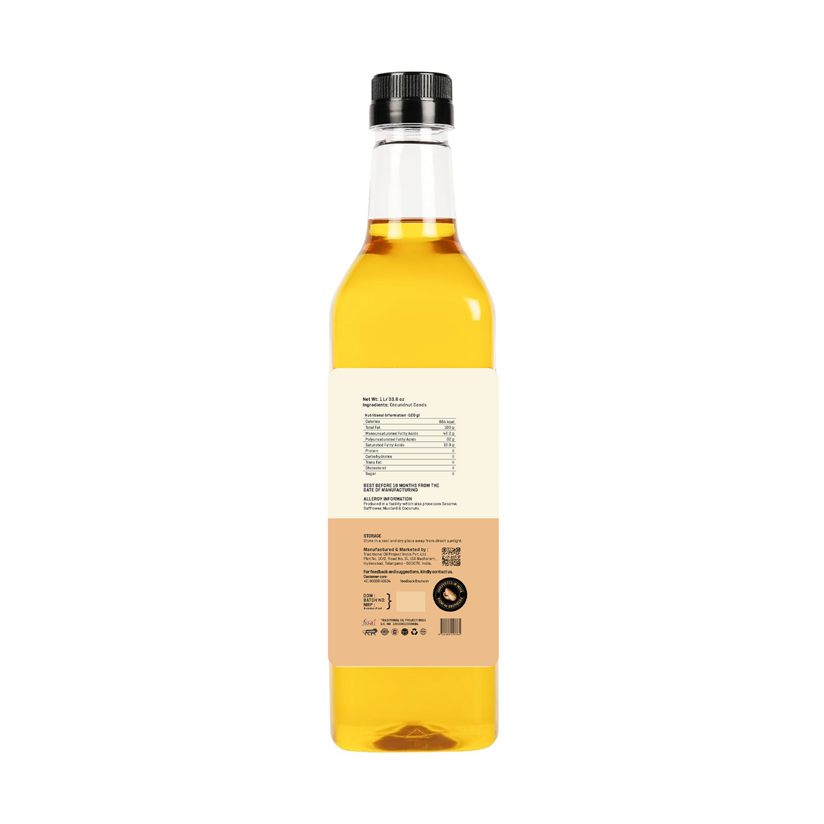 Cold Pressed Groundnut Oil Plastic Bottle 500 ml