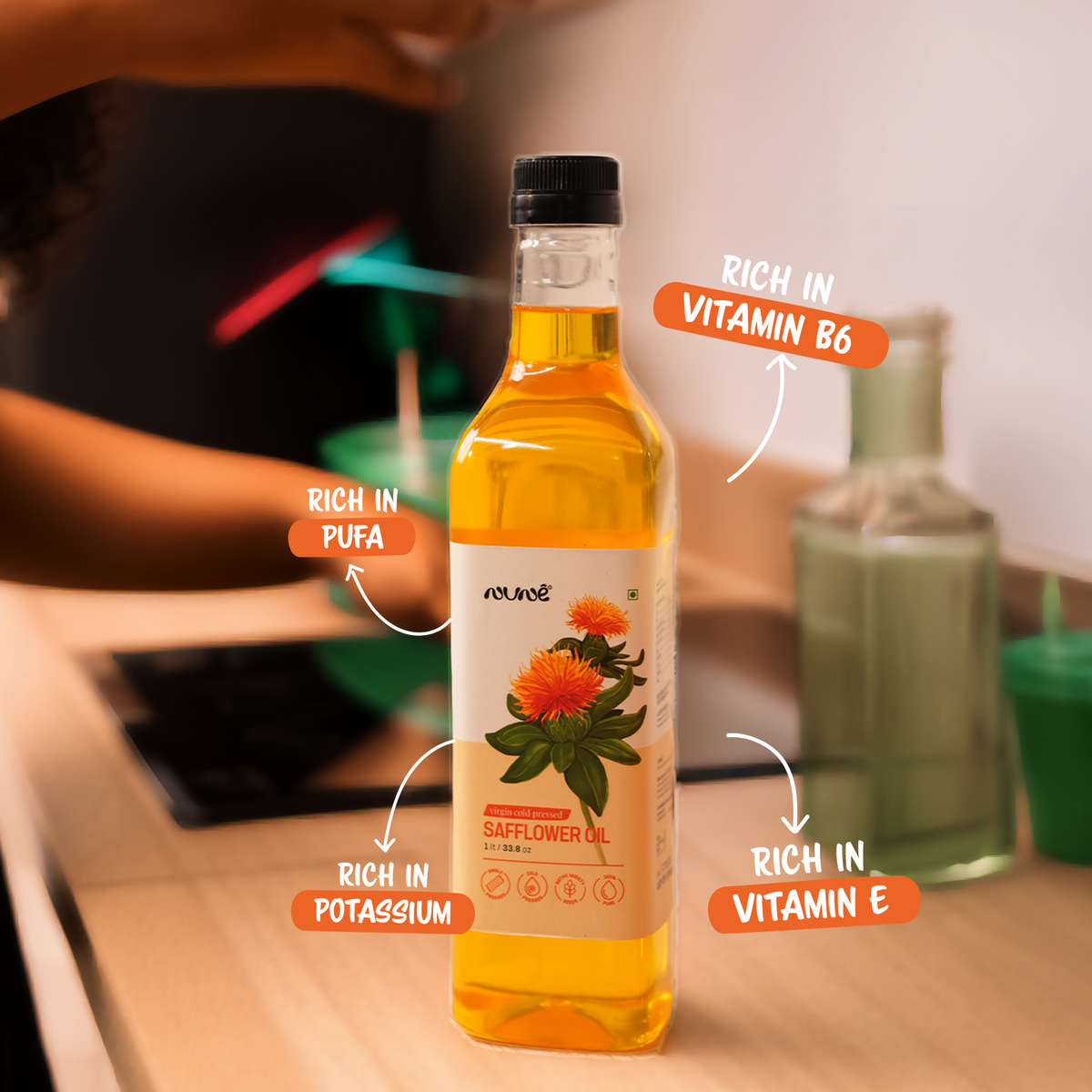 Cold Pressed Safflower Oil ( Kusuma Oil ) Plastic Bottle 500 ml