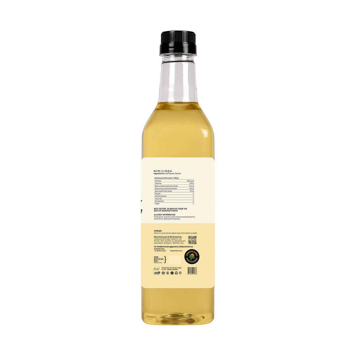 Cold Pressed Safflower Oil ( Kusuma Oil ) Plastic Bottle 500 ml