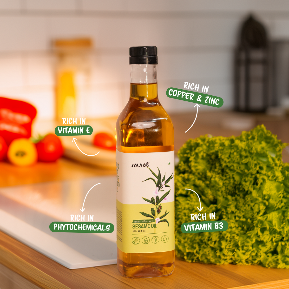 Cold Pressed Sesame Oil ( White Sesame Seeds ) Plastic Bottle 500ml