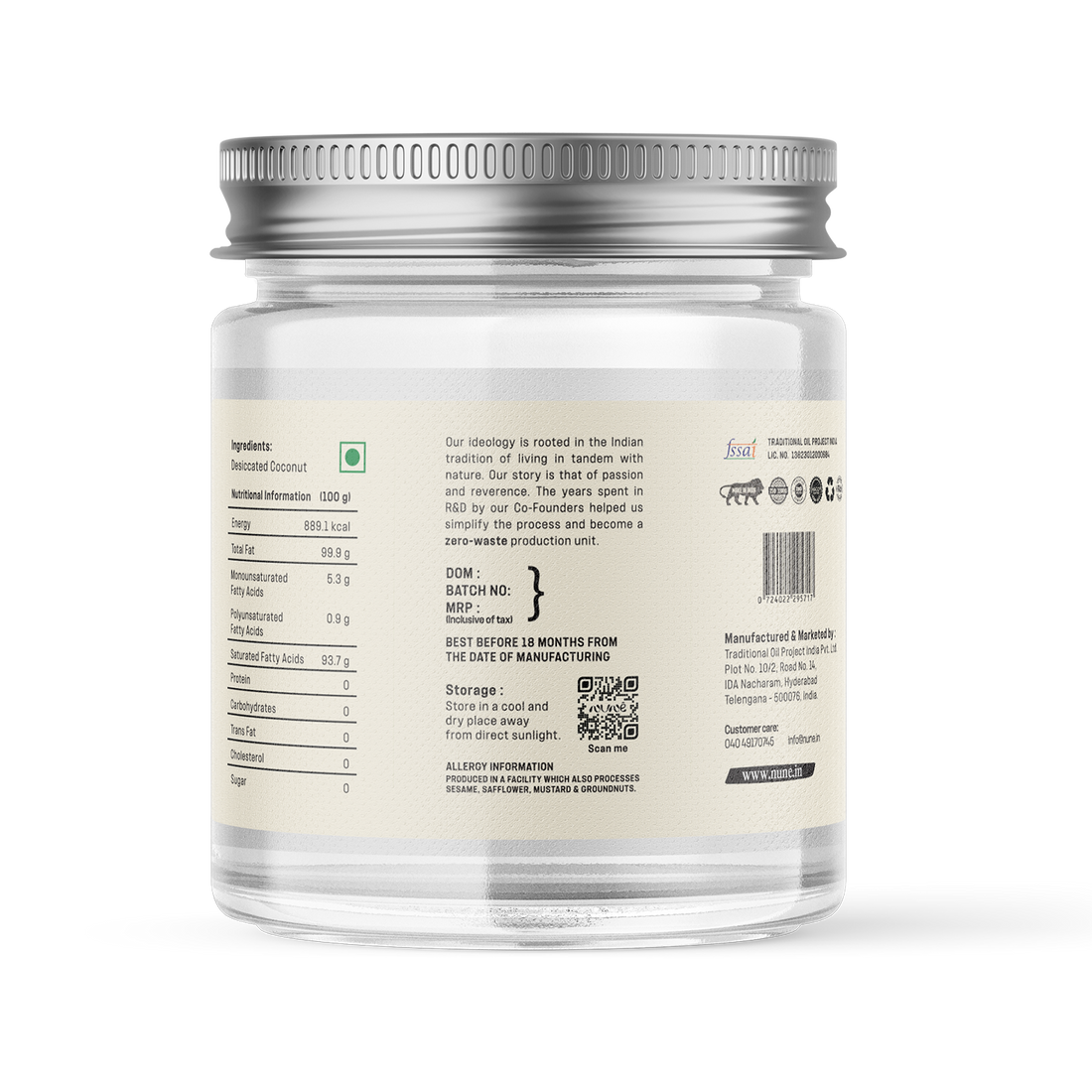The back label: ingredients, nutrition and storage